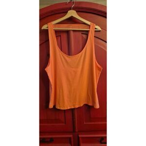 Vinctoria's Secret Pink Size Large Bright Melon Tank Top Sheer Back Detail EUC